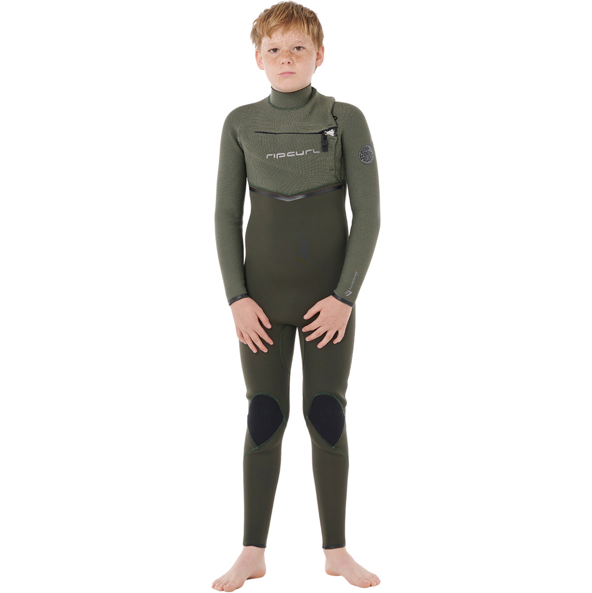 2026 Rip Curl Junior Flashbomb Pro 4/3mm Chest Zip Våtdräkt 14JBFS Deep Cactus
